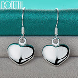 925 Silver Heart Drop Earrings Wedding Jewelry