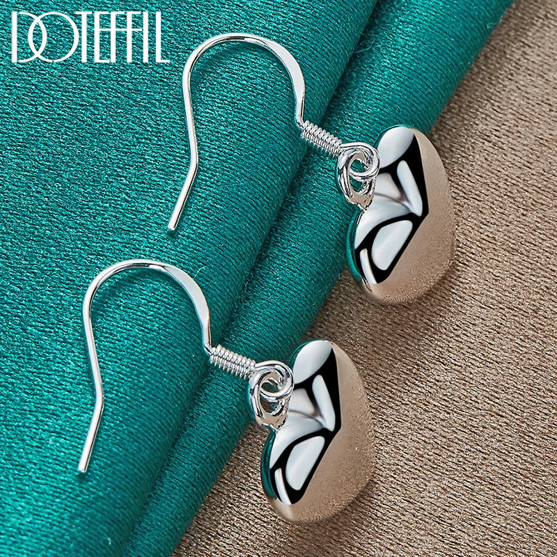 925 Silver Heart Drop Earrings Wedding Jewelry