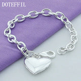 925 Silver Heart Photo Frame Bracelet Charm Jewelry