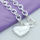 925 Silver Heart Photo Frame Bracelet Charm Jewelry