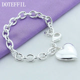925 Silver Heart Photo Frame Bracelet Charm Jewelry