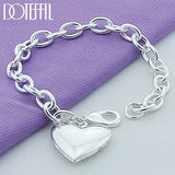 925 Silver Heart Photo Frame Bracelet Charm Jewelry