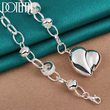 925 Silver Hollow Heart Pendant Necklace Wedding Jewelry
