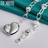 925 Silver Hollow Heart Pendant Necklace Wedding Jewelry