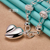 925 Silver Hollow Heart Pendant Necklace Wedding Party Jewelry
