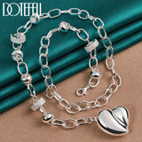 925 Silver Hollow Heart Pendant Necklace Wedding Jewelry
