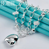 925 Silver Hollow Heart Pendant Necklace Wedding Party Jewelry