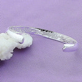 925 Silver Letter Bangle Bracelet for Wedding Engagement Party