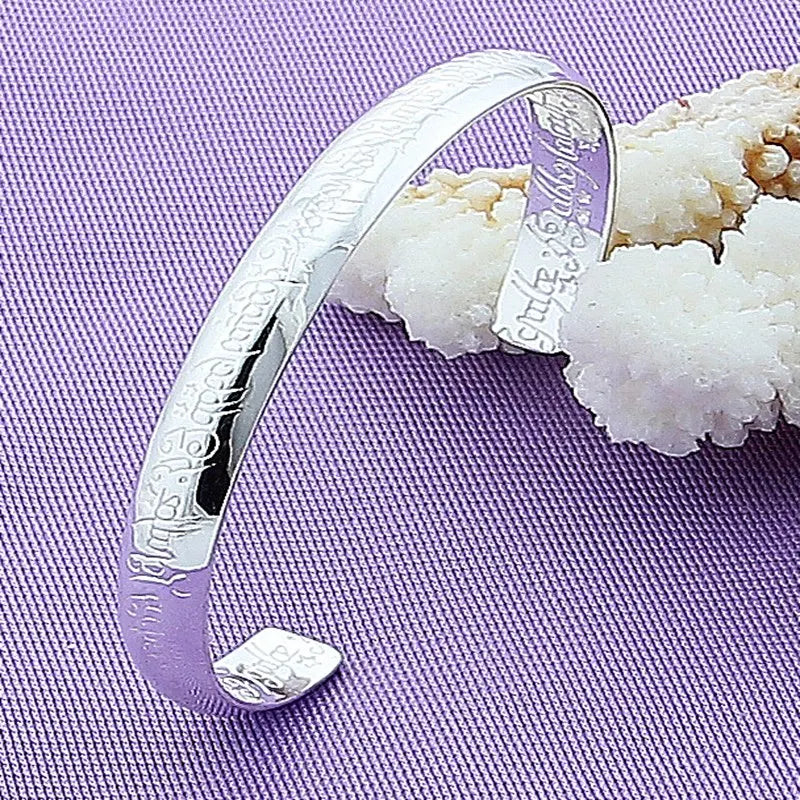 925 Silver Letter Bangle Bracelet for Wedding Engagement Party