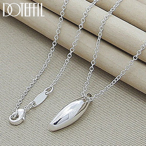 925 Silver Smooth Long Pendant Necklace 18 Inch Chain