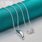 925 Silver Smooth Long Pendant Necklace 18 Inch Chain