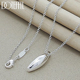 925 Silver Smooth Long Pendant Necklace 18 Inch Chain