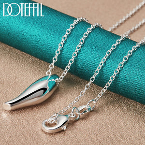 925 Sterling Silver Long Pendant Necklace 18 Inch Chain