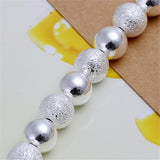 925 Silver Matte 8mm Bead Chain Bracelet For Woman