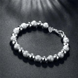 925 Silver Matte 8mm Bead Chain Bracelet For Woman