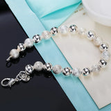 925 Silver Bead Chain Bracelet Matte Finish 8mm for Women