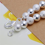 925 Silver Bead Chain Bracelet Matte Finish 8mm for Women