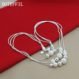 925 Silver Matte Beads Necklace Snake Chain Wedding Jewelry