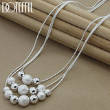 925 Silver Matte Beads Necklace Snake Chain Wedding Jewelry