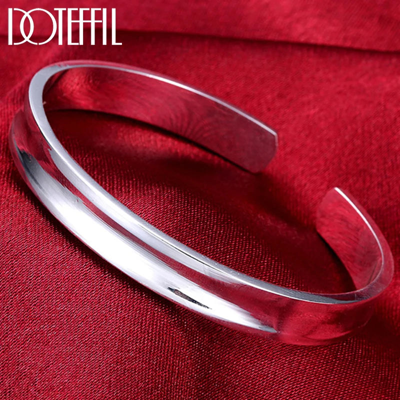 925 Sterling Silver Round Open Bracelets For Women