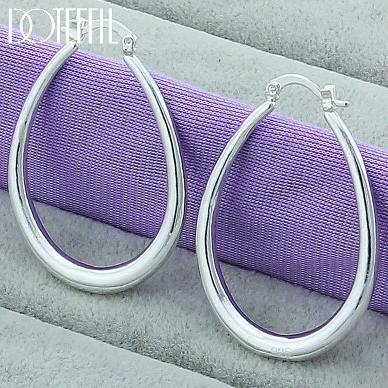 925 Silver Circle U Round Hoop Earring Wedding Jewelry