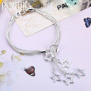 925 Silver Snake Chain Star Bracelet Wedding Jewelry