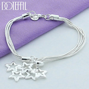 925 Silver Snake Chain Star Bracelet Wedding Jewelry