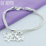 925 Silver Snake Chain Star Bracelet Wedding Jewelry