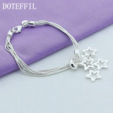925 Silver Snake Chain Star Bracelet Wedding Jewelry
