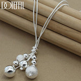 925 Silver Snake Chain Pendant Necklace Glossy/Matte Beads Woman Charm