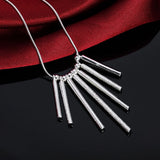 925 Silver Snake Chain Bead Pendant Necklace For Women