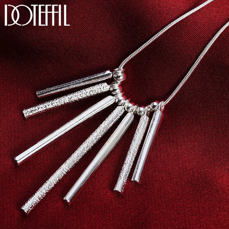 925 Silver Snake Chain Bead Pendant Necklace For Women