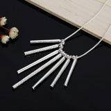 925 Silver Snake Chain Bead Pendant Necklace For Women