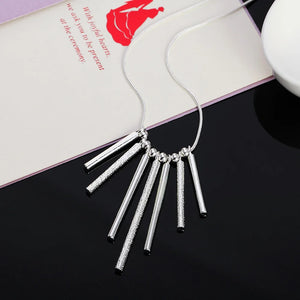925 Silver Snake Chain Bead Pendant Necklace For Women