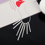 925 Silver Snake Chain Bead Pendant Necklace For Women
