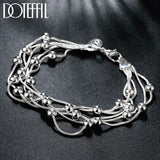 925 Sterling Silver Snake Chain Beads Bracelet for Women