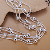 925 Sterling Silver Snake Chain Beads Bracelet for Women