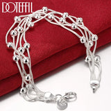 925 Sterling Silver Snake Chain Beads Bracelet for Women