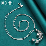 925 Silver Snake Chain Matte Bead Necklace Charm Jewelry