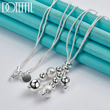 925 Silver Snake Chain Matte Bead Necklace Charm Jewelry