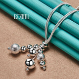 925 Silver Snake Chain Matte Bead Necklace Charm Jewelry