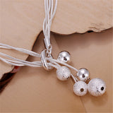 925 Silver Snake Chain Beads Pendant Bracelet For Woman