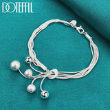925 Silver Snake Chain Beads Pendant Bracelet Wedding Jewelry