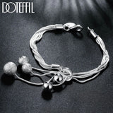 925 Silver Snake Chain Beads Pendant Bracelet For Woman