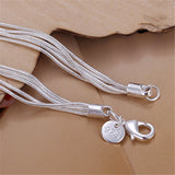925 Silver Snake Chain Beads Pendant Bracelet For Woman
