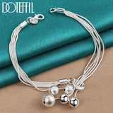 925 Silver Snake Chain Beads Pendant Bracelet Wedding Jewelry