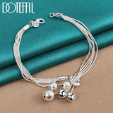 925 Silver Snake Chain Beads Pendant Bracelet Wedding Jewelry
