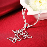 925 Silver Snake Chain 3 Butterfly Bracelet Wedding Jewelry