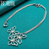 925 Silver Snake Chain Butterfly Pendant Bracelet Women Charm Jewelry