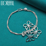 925 Silver Snake Chain Butterfly Pendant Bracelet Women Charm Jewelry
